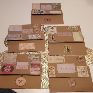 Handcrafted Vintage-Inspired Brown Greeting Cards And Envelopes Set